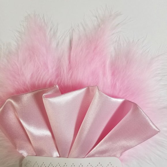 New - Pink Satin Ruffle & Feather Pocket Square Insert - Picture 5 of 7